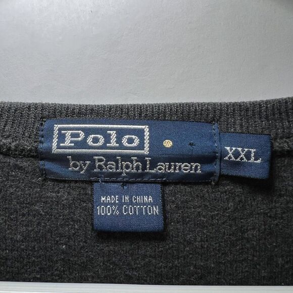 Polo Ralph Lauren V Neck Sweater Mens Size XXL 2XL Dark Gray Heavy Tight Knit - Picture 6 of 9